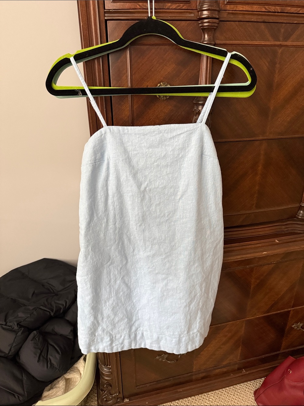 Abercrombie & Fitch Blue Linen-Blend Spaghetti Strap Mini Dress/Romper